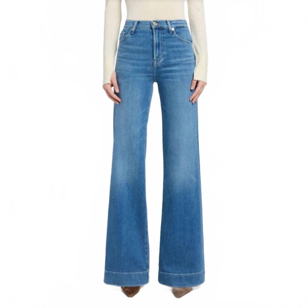 NEW 7 FOR ALL MANKIND dojo slim illusion mid rise wide jeans in marine